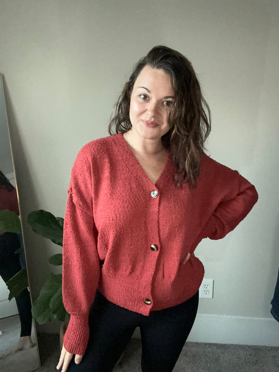 Button-Up Dropped Shoulder Cardigan