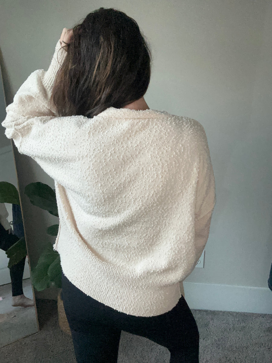 Button-Up Dropped Shoulder Cardigan