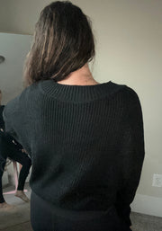 Off-Shoulder Ribbed Long Sleeve Pullover Sweater