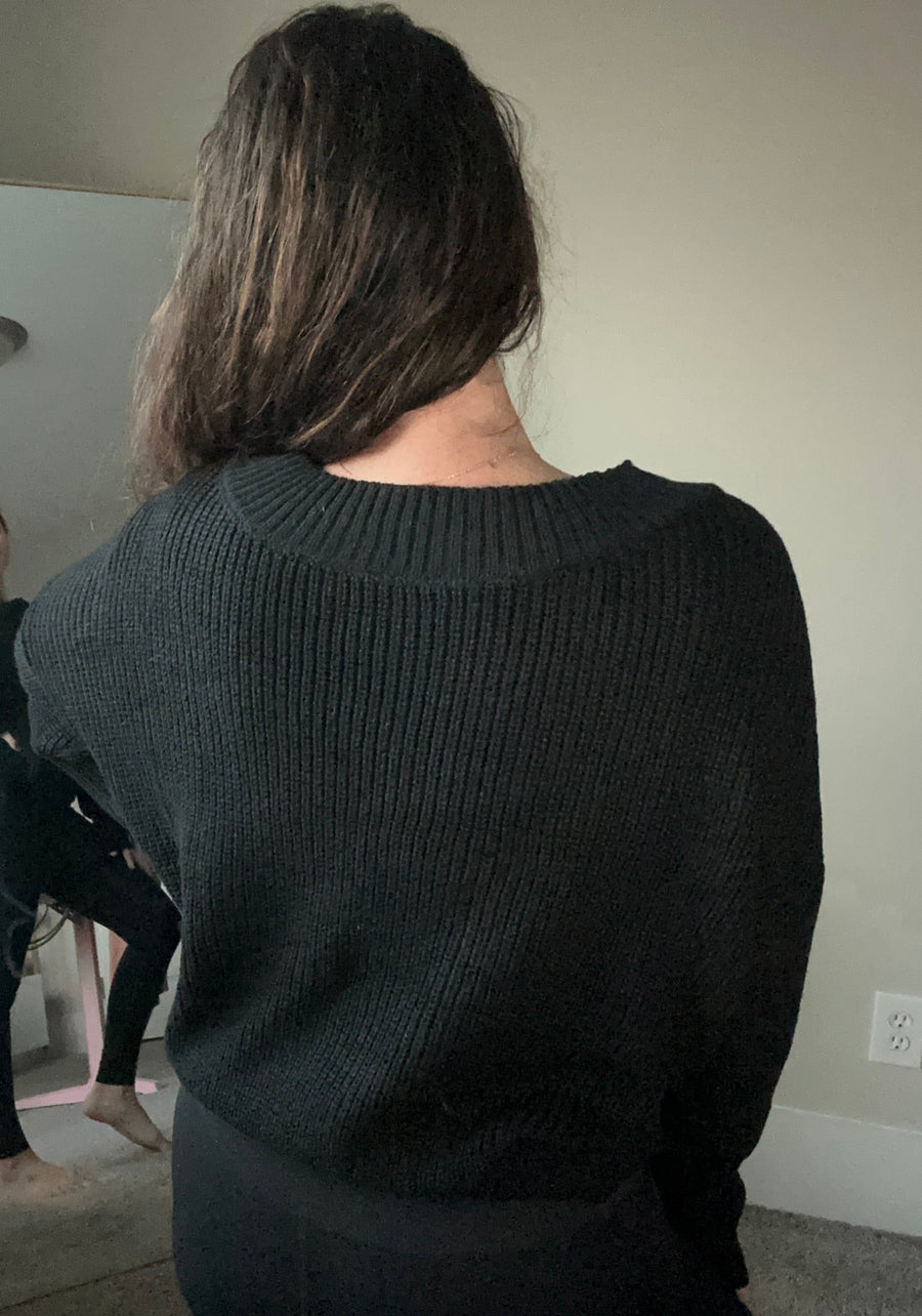 Off-Shoulder Ribbed Long Sleeve Pullover Sweater