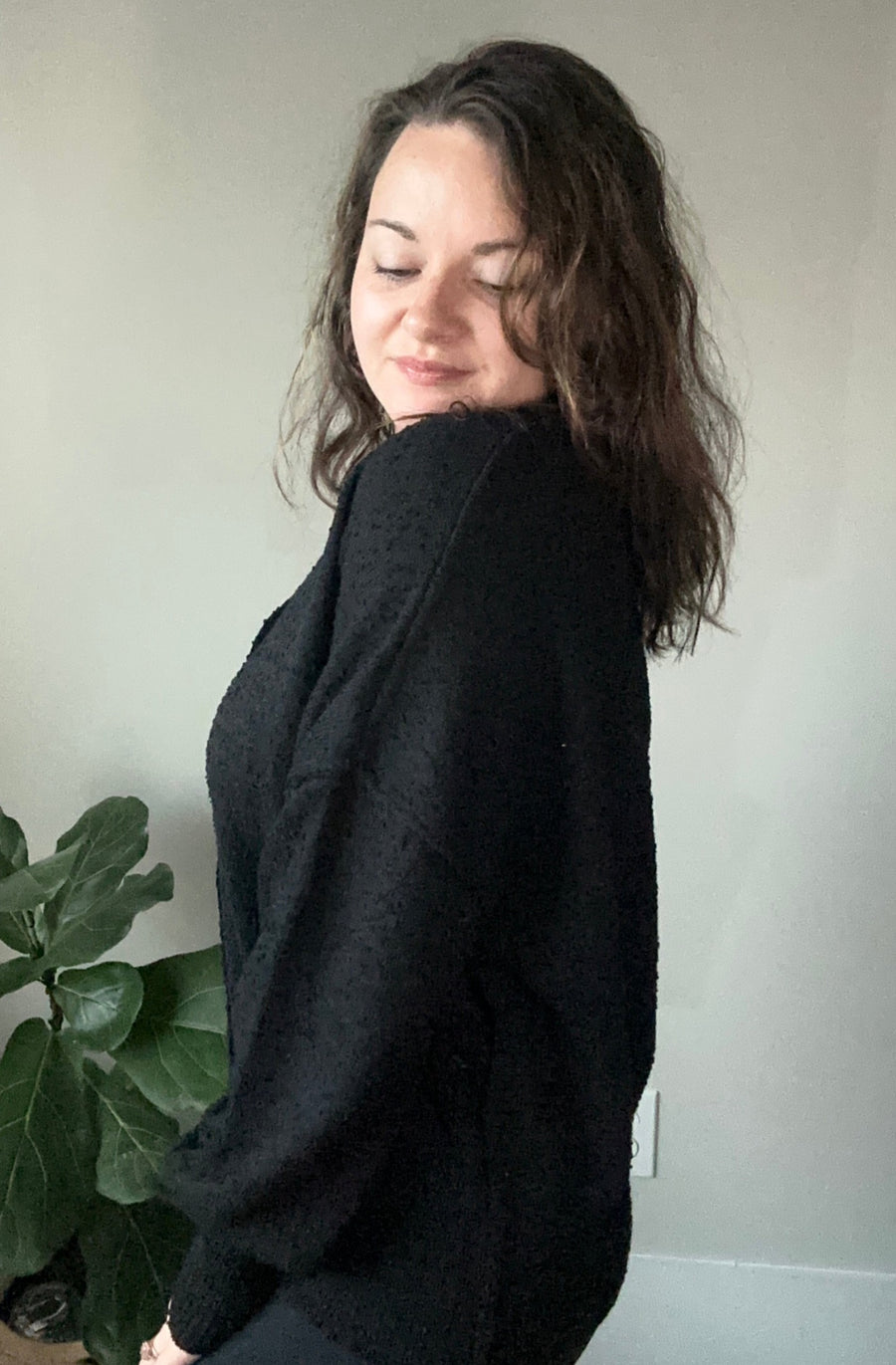 Button-Up Dropped Shoulder Cardigan