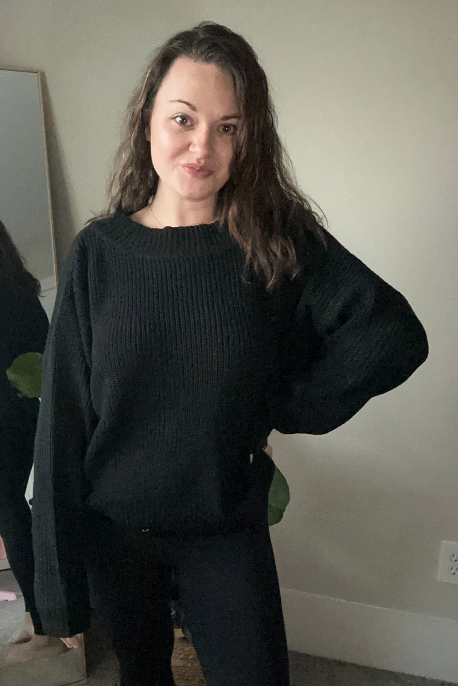 Off-Shoulder Ribbed Long Sleeve Pullover Sweater