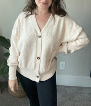 Button-Up Dropped Shoulder Cardigan