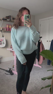 Off-Shoulder Ribbed Long Sleeve Pullover Sweater