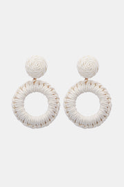Round Shape Raffia Grass Dangle Earrings