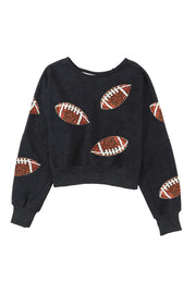 Sequin Football Patch Open Back Sweater