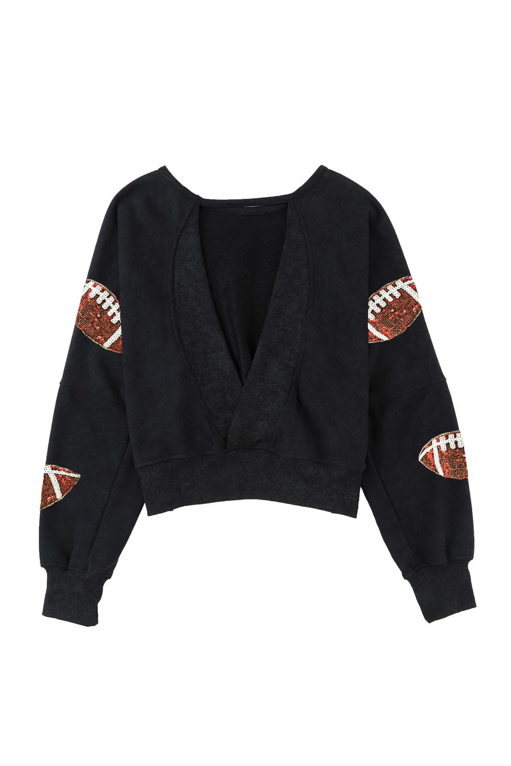 Sequin Football Patch Open Back Sweater